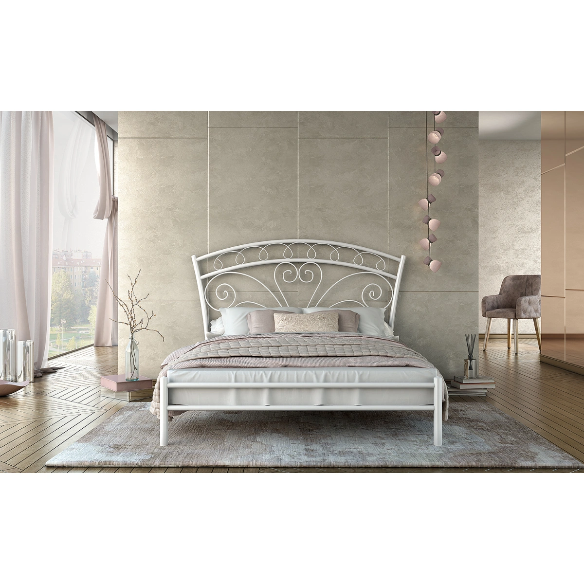 Μεταλλικό Κρεβάτι Nefeli Υπέρδιπλο 160x200 - Chic Strom - Ελληνικής Κατασκευής