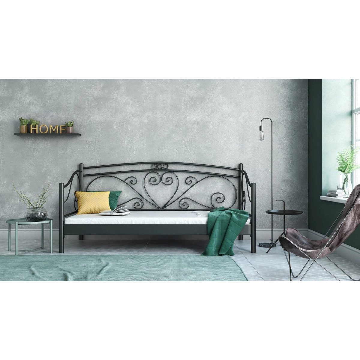 Μεταλλικός Καναπές - Κρεβάτι Julia Τριθέσιος Για στρώμα 90x190 - Chic Strom - Ελληνικής Κατασκευής