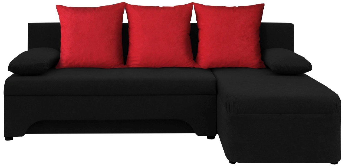 Γωνιακός καναπές Lamor-Μαύρο - κόκκινο