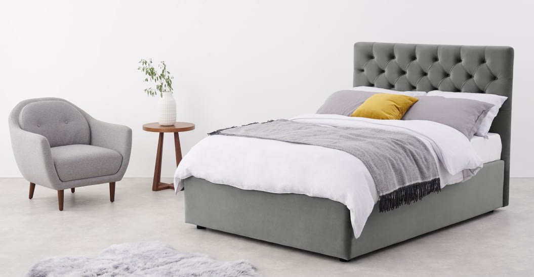 Κρεβάτι Lourdes Διπλό 160x200 Επενδεδυμένο - Ύφασμα με επιλογές χρωμάτων