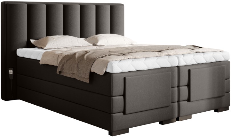 Επενδυμένο κρεβάτι Villard με στρώμα και ανώστρωμα-Kafe-180 x 200