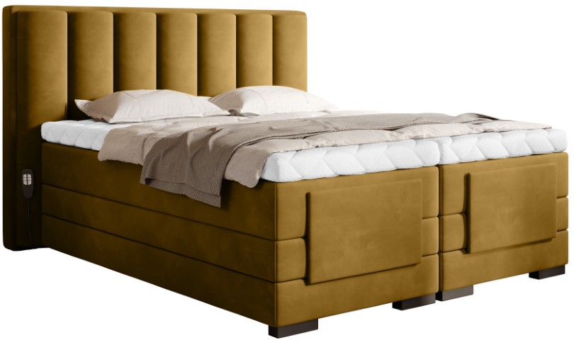 Επενδυμένο κρεβάτι Villard με στρώμα και ανώστρωμα-Moustardi-140 x 200
