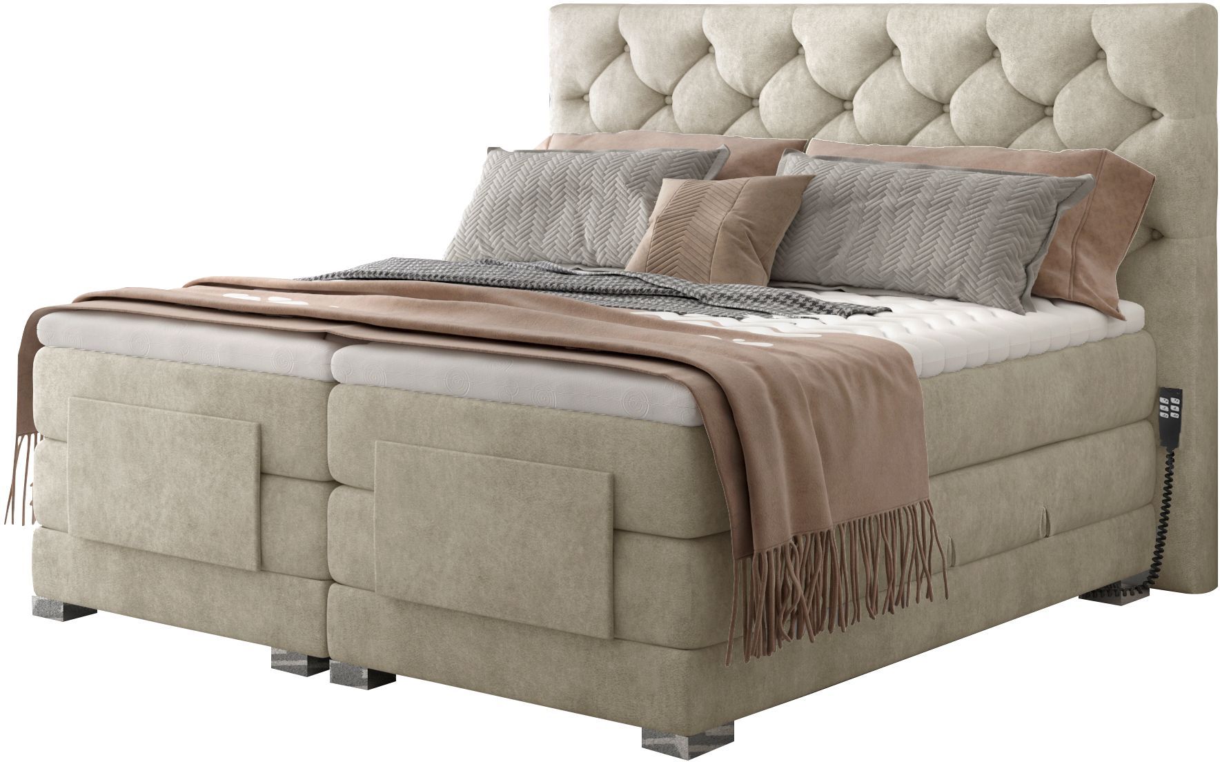 Επενδυμένο κρεβάτι Clover με στρώμα και ανώστρωμα-Mpez-140 x 200