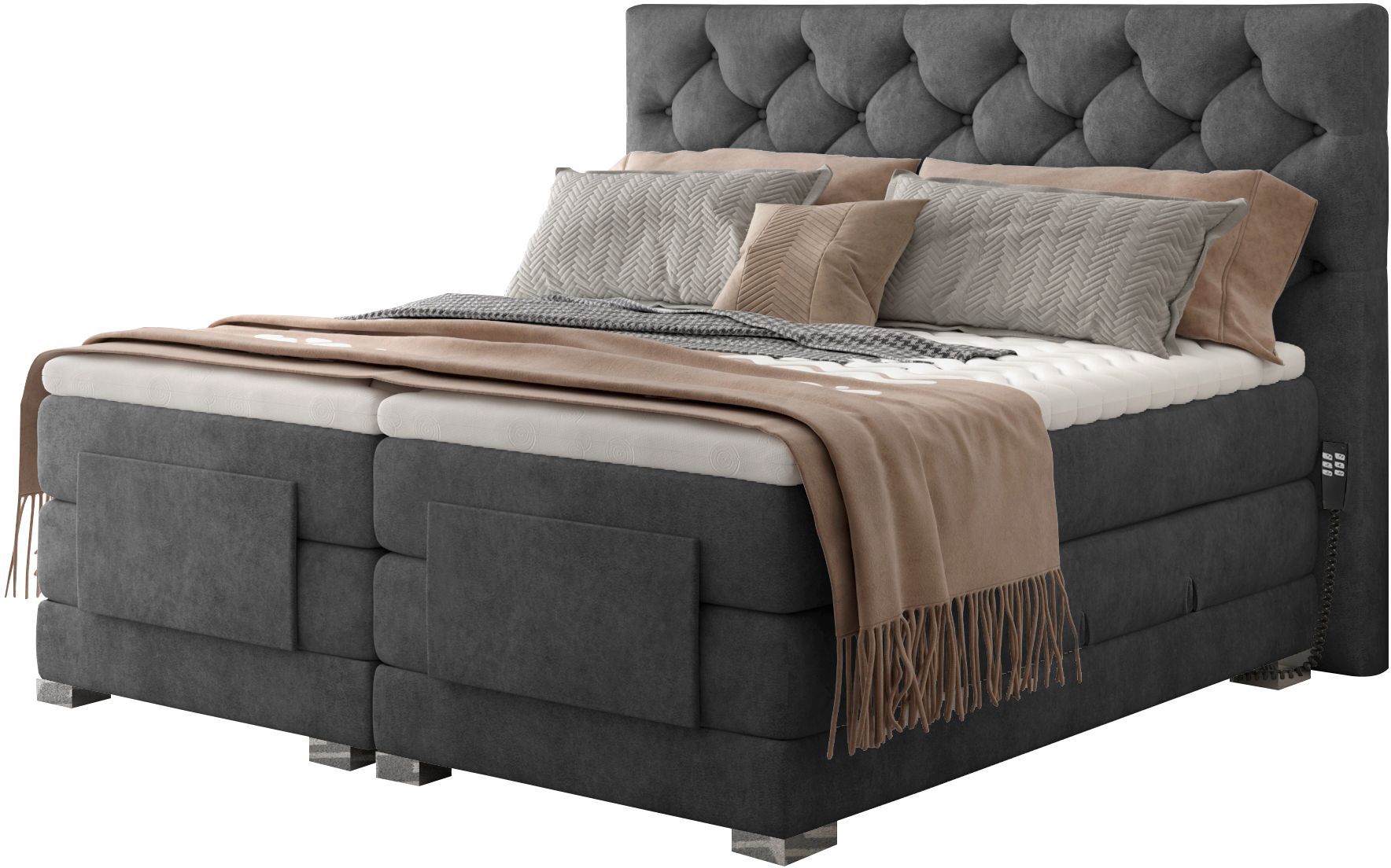 Επενδυμένο κρεβάτι Clover με στρώμα και ανώστρωμα-Anthraki-140 x 200
