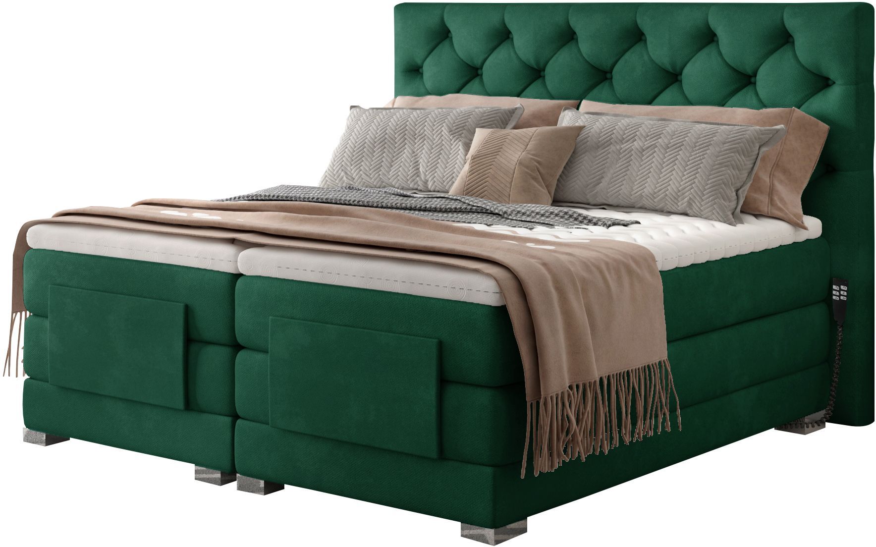 Επενδυμένο κρεβάτι Clover με στρώμα και ανώστρωμα-Prasino-160 x 200