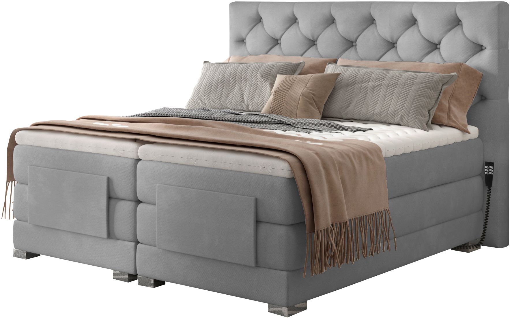 Επενδυμένο κρεβάτι Clover με στρώμα και ανώστρωμα-Gkri Anoixto-160 x 200