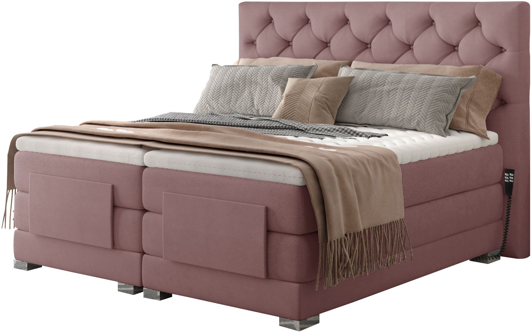 Επενδυμένο κρεβάτι Clover με στρώμα και ανώστρωμα-Roz-160 x 200