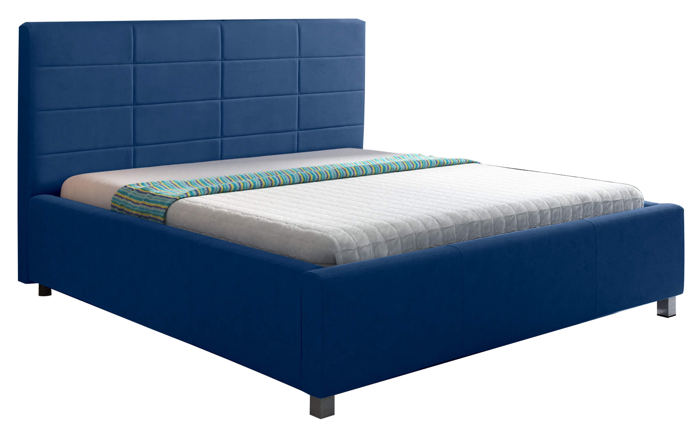 Επενδυμένο κρεβάτι Nueve-180 x 200-Μπλε-Χωρίς μηχανισμό ανύψωσης