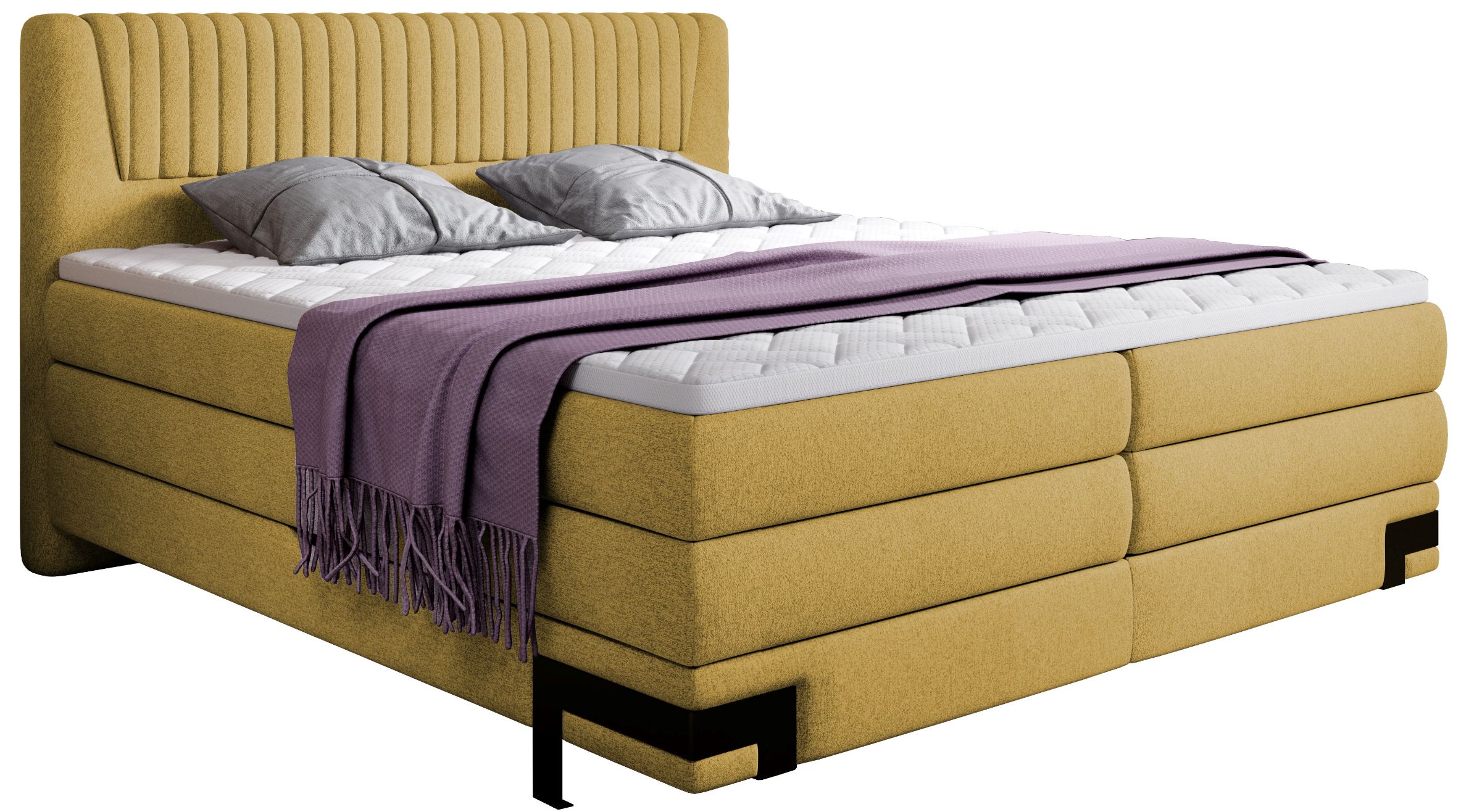Επενδυμένο κρεβάτι Liora με στρώμα και ανώστρωμα-Moustardi-180 x 200