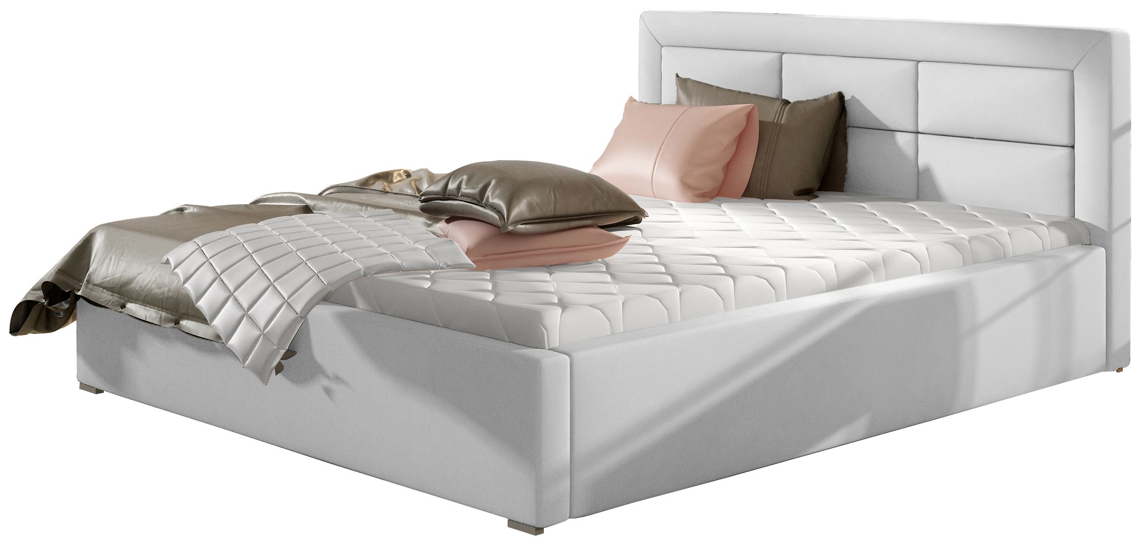 Επενδυμένο κρεβάτι Ross-140 x 200-Leuko-Χωρίς μηχανισμό ανύψωσης
