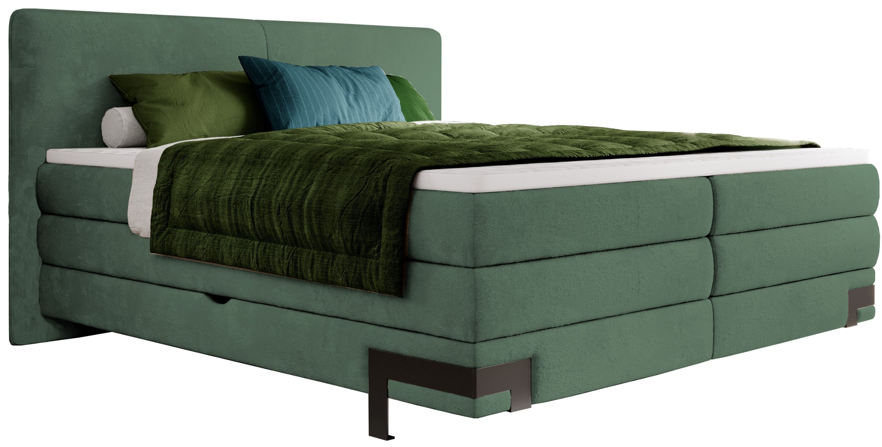 Επενδυμένο κρεβάτι Valley με στρώμα και ανώστρωμα-Prasino-160 x 200