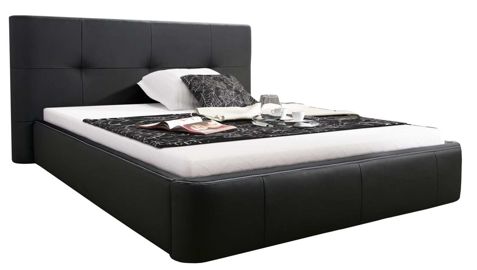 Επενδυμένο κρεβάτι Elent-160 x 200-Μαύρο