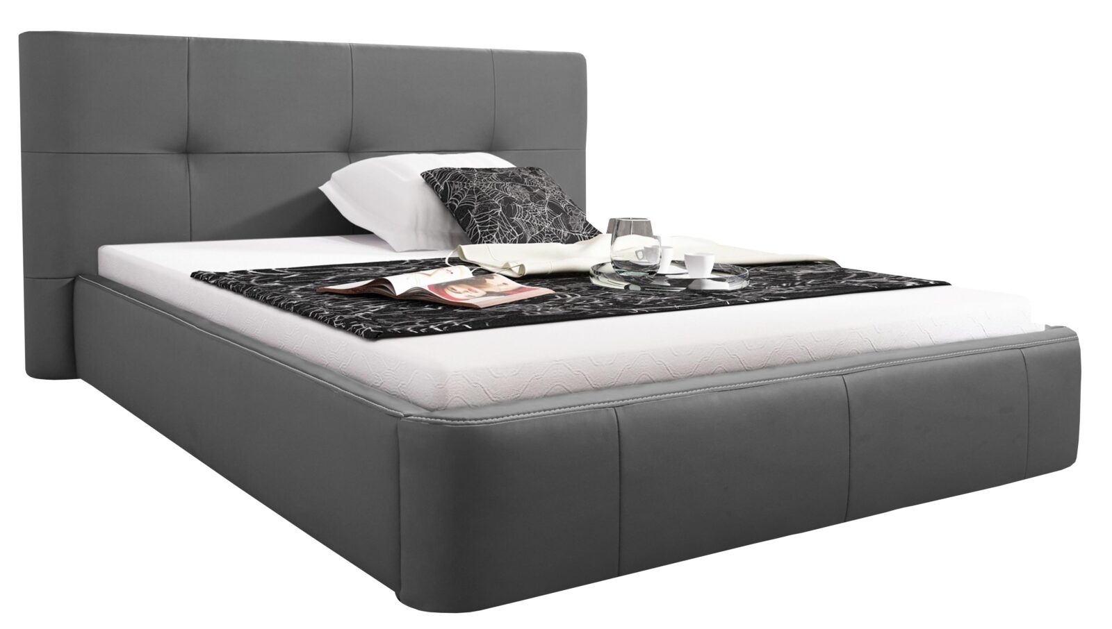 Επενδυμένο κρεβάτι Elent-160 x 200-Γκρι