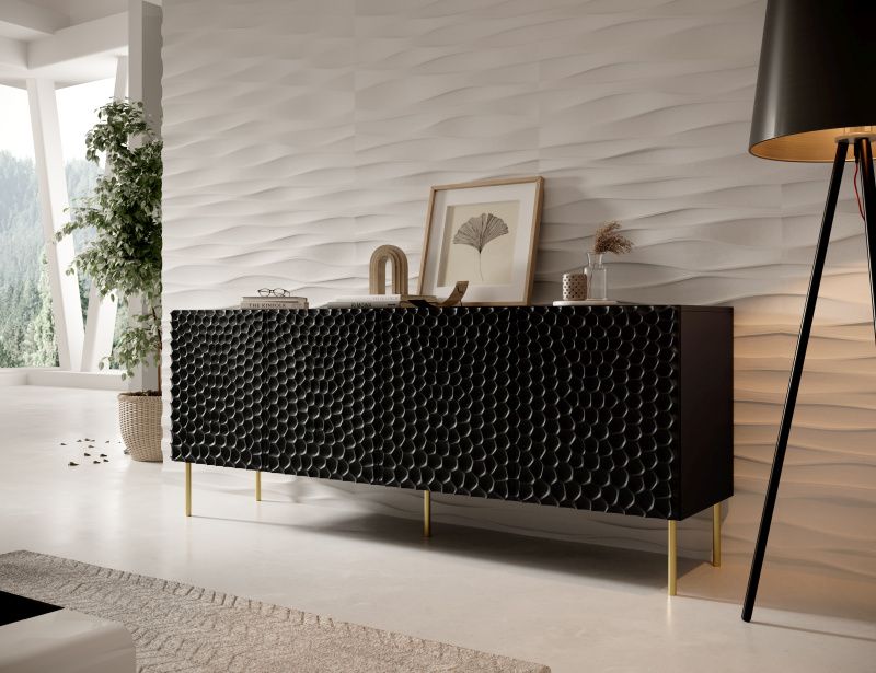 HOLE chest of drawers 190 black mat/ black mat DIOMMI CAMA-HOLE-KOM-190-CZ/CZ