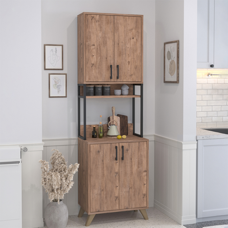 Έπιπλο κουζίνας Sedef Megapap χρώμα pine oak 61x40x202