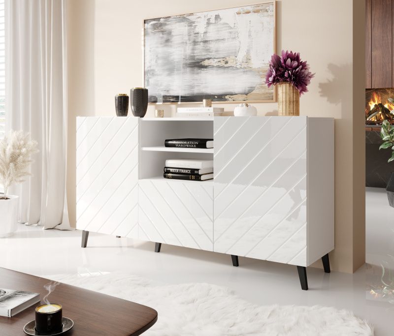 Chest of drawers ABETO mat white/ gloss white DIOMMI CAMA-ABETO-KOM-BI/BI